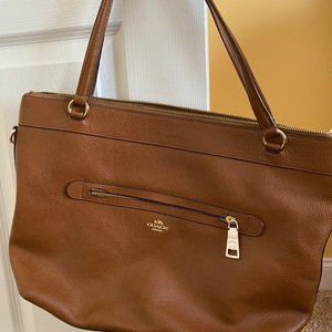 Authentic Coach Brown Tyler Pebbled Leather Tote